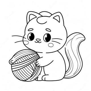 Cute Barbie Cat Playing With Yarn Coloring Page 54424-43436