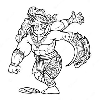 Te Ka In A Dynamic Pose Coloring Page 54434-43448