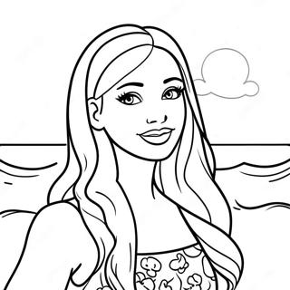 Summer Barbie Beach Fun Coloring Page 54443-43449