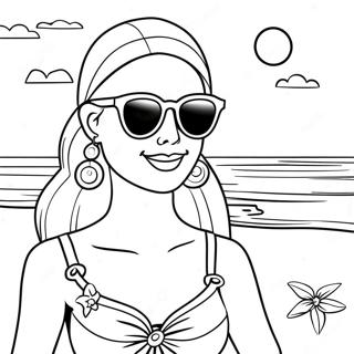 Summer Barbie Beach Fun Coloring Page 54443-43451