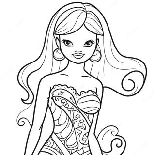 Barbie In A Colorful Swimsuit Coloring Page 54444-43458