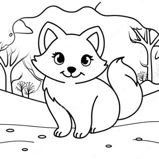 Cute Arctic Fox In Winter Wonderland Coloring Page 54463-43466