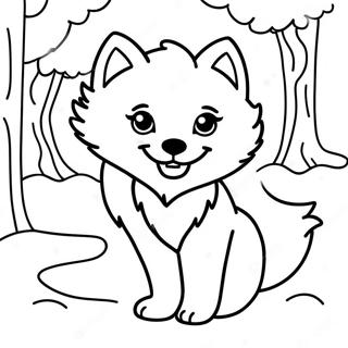 Cute Arctic Fox In Winter Wonderland Coloring Page 54463-43467