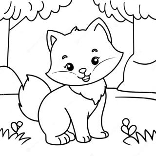 Cute Arctic Fox In Winter Wonderland Coloring Page 54463-43468