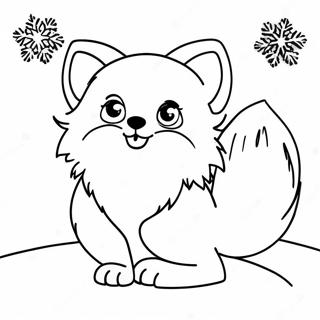 Playful Arctic Fox With Snowflakes Coloring Page 54464-43469