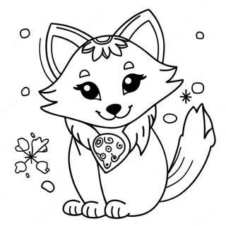 Playful Arctic Fox With Snowflakes Coloring Page 54464-43470