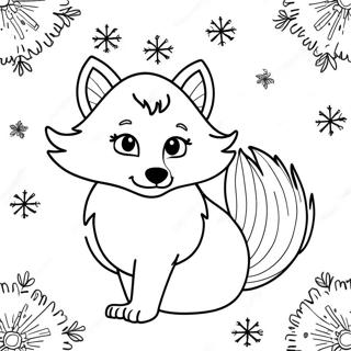 Playful Arctic Fox With Snowflakes Coloring Page 54464-43472