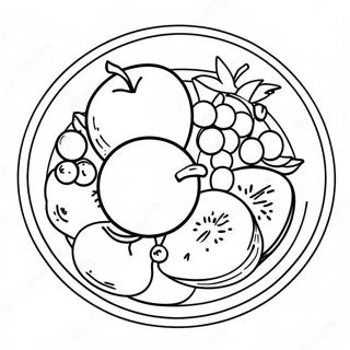 Colorful Healthy Plate With Fruits Coloring Page 54494-43489