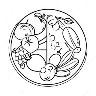 Colorful Healthy Plate With Fruits Coloring Page 54494-43490