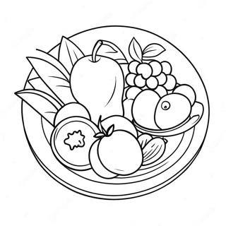 Colorful Healthy Plate With Fruits Coloring Page 54494-43492