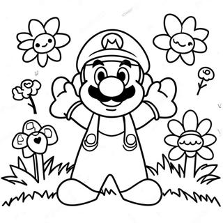 Colorful Mario Flower Garden Coloring Page 54514-43510