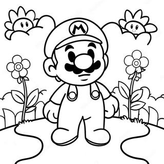 Colorful Mario Flower Garden Coloring Page 54514-43511