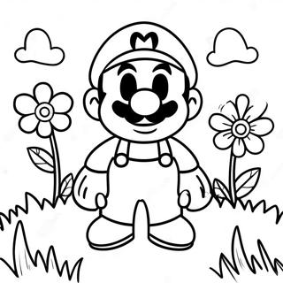 Colorful Mario Flower Garden Coloring Page 54514-43512