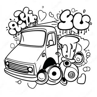 Hip Hop 90s Graffiti Coloring Page 54593-43569