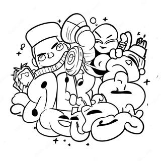 Hip Hop 90s Graffiti Coloring Page 54593-43570