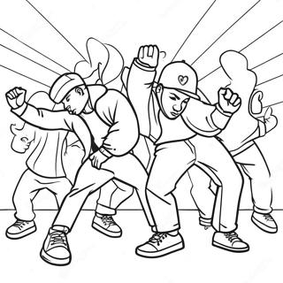 Retro Hip Hop Dance Battle Coloring Page 54594-43589