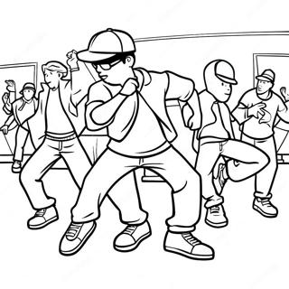 Retro Hip Hop Dance Battle Coloring Page 54594-43590