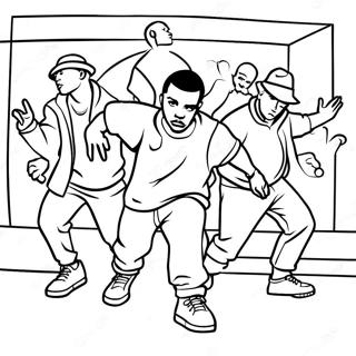 Retro Hip Hop Dance Battle Coloring Page 54594-43591