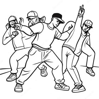 Retro Hip Hop Dance Battle Coloring Page 54594-43592