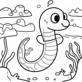 Cartoon Eel Swimming In The Ocean Coloring Page 54644-43614