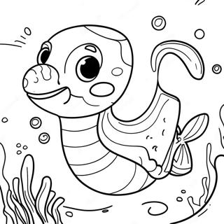 Cartoon Eel Swimming In The Ocean Coloring Page 54644-43615