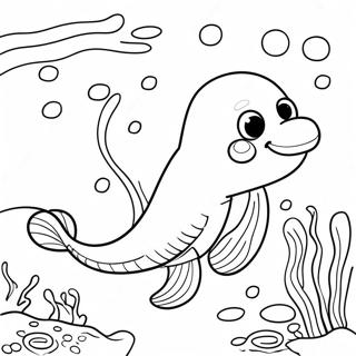 Cartoon Eel Swimming In The Ocean Coloring Page 54644-43616