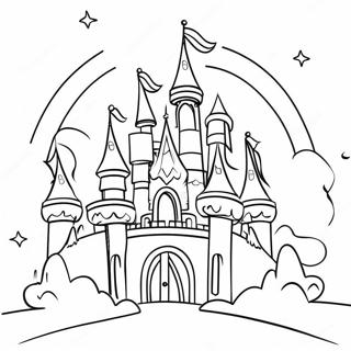 Sparkling Princess Rainbow Castle Coloring Page 54694-43656