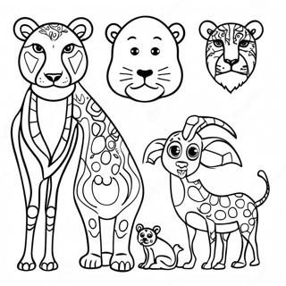 Colorful African Animals Coloring Page 5477-4485