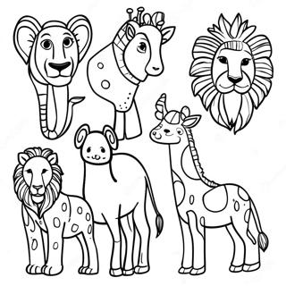 Colorful African Animals Coloring Page 5477-4486