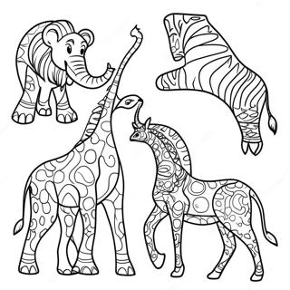 Colorful African Animals Coloring Page 5477-4488