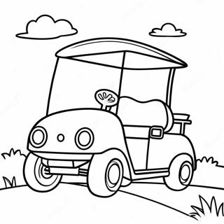 Cute Golf Cart Driving On The Course Coloring Page 54814-43749