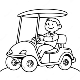 Cute Golf Cart Driving On The Course Coloring Page 54814-43750