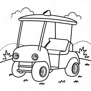 Cute Golf Cart Driving On The Course Coloring Page 54814-43751