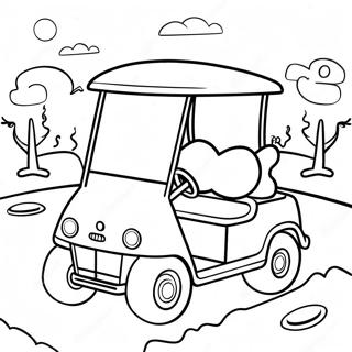 Cute Golf Cart Driving On The Course Coloring Page 54814-43752