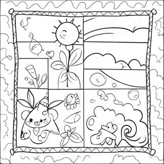 Colorful Kindergarten Quilt Coloring Page 54833-43764