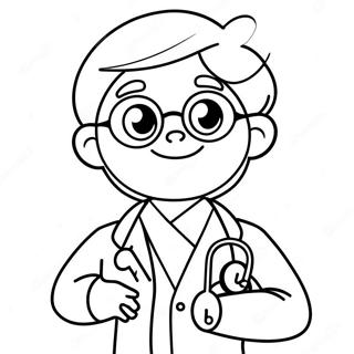 Cute Doctor With Stethoscope Coloring Page 54874-43794