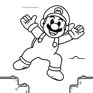 8 Bit Mario Jumping Coloring Page 5487-4492