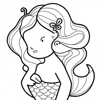 Elegant Mermaid With Flowing Hair Coloring Page 54924-43830