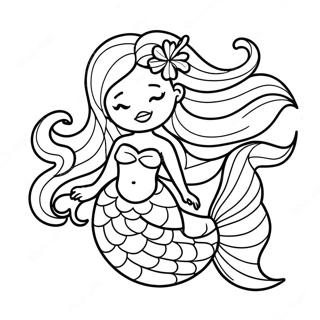 Elegant Mermaid With Flowing Hair Coloring Page 54924-43831