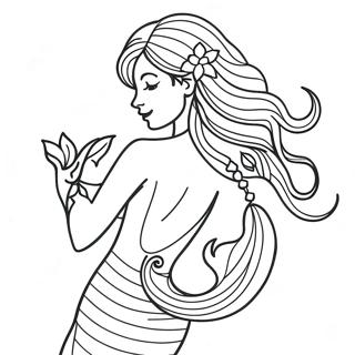 Elegant Mermaid With Flowing Hair Coloring Page 54924-43832