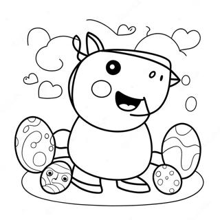 Peppa Pig With Colorful Eggs Coloring Page 54954-43853