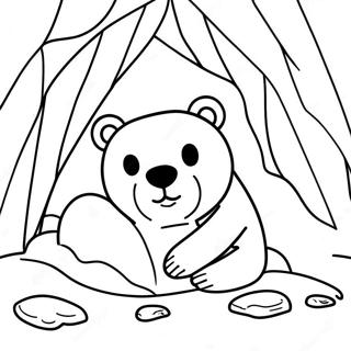 Sleepy Bear In Cozy Cave Coloring Page 54974-43869