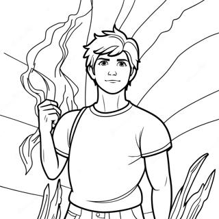 Percy Jackson With Lightning Bolt Coloring Page 5497-4497