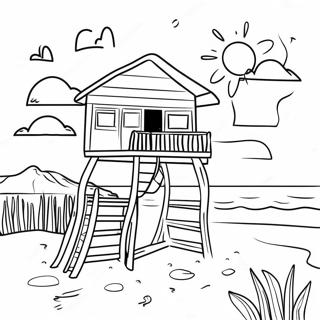 Colorful New Jersey Beach Scene Coloring Page 55004-43893