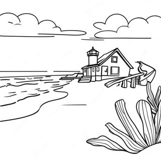 Colorful New Jersey Beach Scene Coloring Page 55004-43895