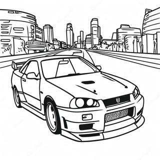 Nissan Skyline Gtr R34 Racing Scene Coloring Page 55044-43926