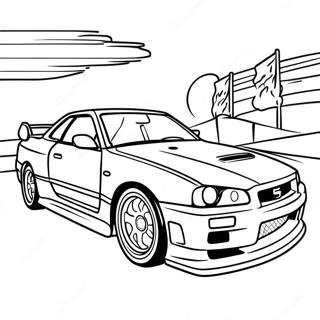 Nissan Skyline Gtr R34 Racing Scene Coloring Page 55044-43927