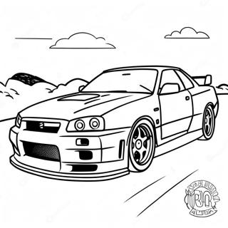 Nissan Skyline Gtr R34 Racing Scene Coloring Page 55044-43928