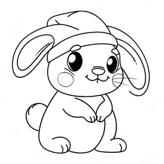 Cute Christmas Bunny With Santa Hat Coloring Page 55104-43969