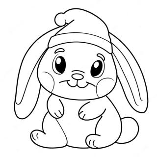 Cute Christmas Bunny With Santa Hat Coloring Page 55104-43970